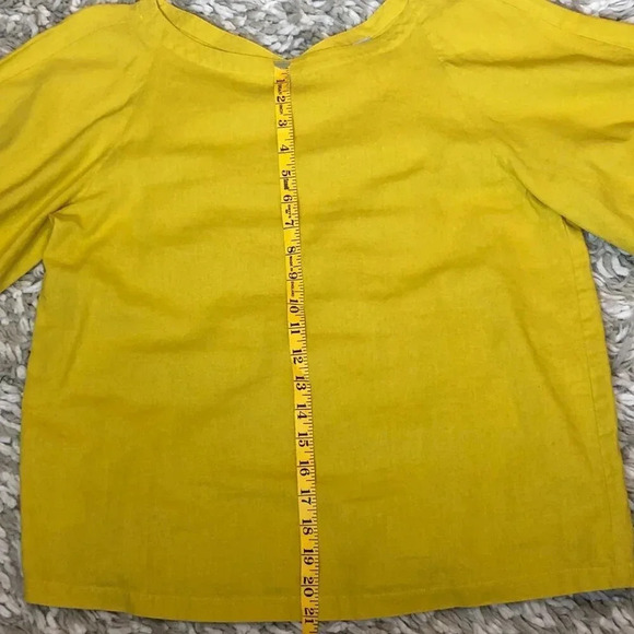 Loft Linen Blend (Linen/Viscose) Blouse with Cute Puff Sleeves, Size M - Picture 6 of 10